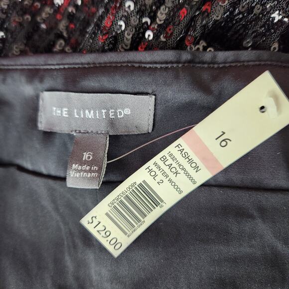 NWT The Limited Black Sequin Wide Leg Pants Size 16 Holiday Glam Sequence - Picture 3 of 7